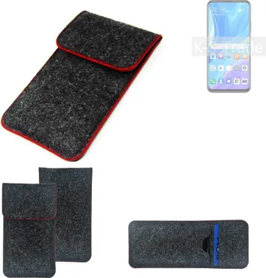 Produktbild von K-S-Trade Handy Schutz Hülle kompatibel mit Huawei P smart Pro Schutzhülle Handyhülle Filztasche Pouch Tasche Case Sleeve Filzhülle dunkelgrau