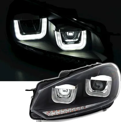 Produktbild von Eagle Eyes Scheinwerfer Set mit dynamische Lauflicht Blinker, für VW Golf 6, ab Bj. 2008-. Ausführung: Klarglas Schwarz, Halogen