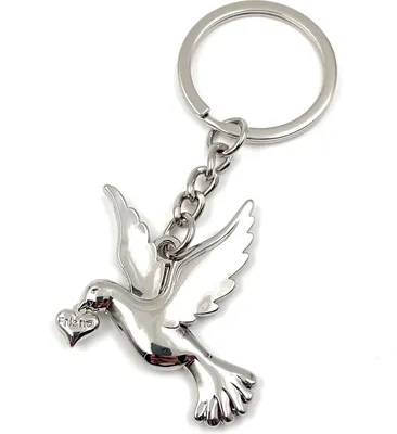 Produktbild von Onwomania Schlüsselanhänger - "Taube Herz Kind" - Metall Glücksbringer ideal als Geschenk z.B. für den besten Freund, die beste Freundin, Mama