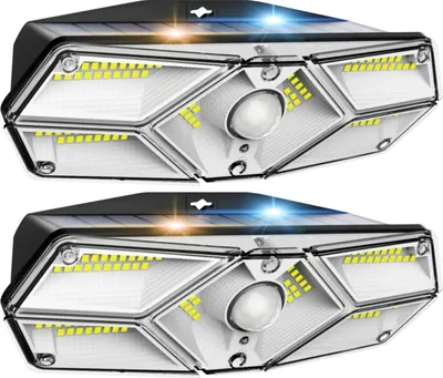 Produktbild von 2er Set 104LEDs Solarleuchten mit Bewegungsmelder Garten Wandleuchten Außenleuchte Solarlampe Gartenleuchten für Garage Terrasse Veranda