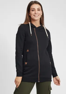 Produktbild von OXMO OXVicky Sweat Zip-Hoodie Damen Sweatjacke Kapuzenjacke Hoodie mit Kapuze Kordel Reißverschluss Eingrifftaschen Regular fit