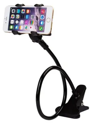 Image de Support pour téléphone portable, bras flexible, compatibilité universelle, noir