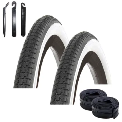 Produktbild von 2 x Kenda K-141 Fahrradreifen 28 x 1 1/2 (40-635) Schwarz/Weiß + 2 passende Schläuche DV inkl. Reifenheber
