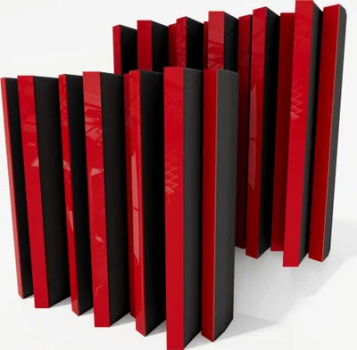 Produktbild von 2er-Pack – Akustikdiffusor | 2D-Diffusor | Farbplatten: (Roter Glanzkunststoff, ARTO (150 mm))
