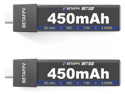 Immagine prodotto di Batteria BETAFPV LiHV 2S 8.7V 450mAh con connettore BT3.0 (2 pezzi)