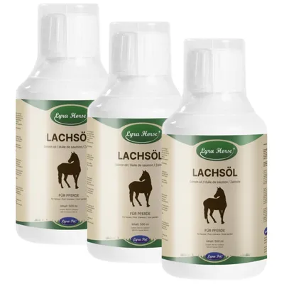 Produktbild von 3 x 500 ml Lyra Horse® 100 % Lachsöl für Pferde