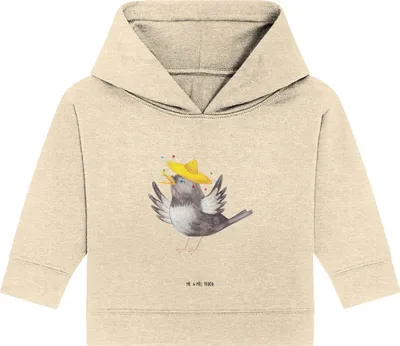 Produktbild von Mr. & Mrs. Panda Organic Baby Hoodie Rabe Sombrero 12. - 18. Monat - Natural Raw - Geschenk, Vögel, Lustige Sprüche, Spruch Positiv, Vogel, Motivation, Kapuzensweatshirt