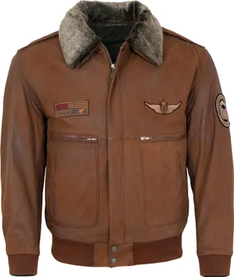 Produktbild von Maddox - Herren Lederjacke Fliegerjacke Lammnubuk whisky : 46