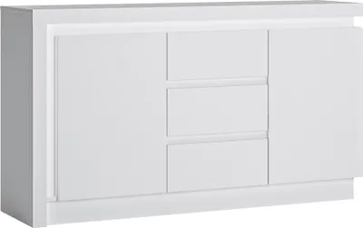 Produktbild von Sideboard mit 3 Schubkästen und 2 Türen in weiß Hochglanz LYNDHURST-129, B/H/T ca. 158/89,5/42 cm