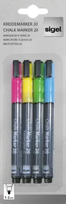 Produktbild von sigel Kreidemarker Set Rundspitze: 1-2 mm sortiert 4 Stück