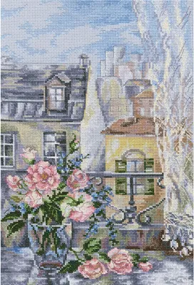 Zdjęcie produktu dla Zestaw do haftu krzyżykowego RTO "Poranek w Paryżu" M593, wzór liczony, 21,5x32,5 cm