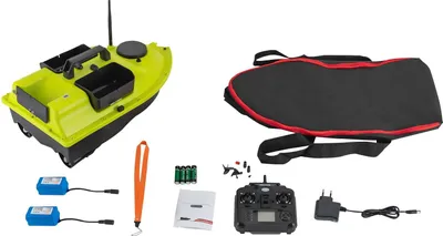 Obrázok produktu pre Kŕmna loď Bait Boat - RC kŕmna loď - GPS, dosah 600 m, 2 akumulátory, 5200 mAh, diaľkové ovládanie - žltá