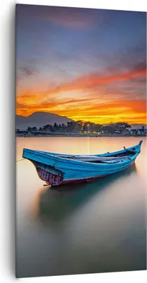 Produktbild von Bild auf Leinwand - Leinwandbild - Einteilig - Westen Sonne Boot - 65x120cm - Wand Bild - Wanddeko - Wandbilder - Leinwanddruck - Bilder - Wanddekoration - Leinwand bilder - Wandbild - PA65x120-4791