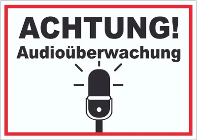 Produktbild von Achtung Audioüberwachung Aufkleber A9 (37x52mm)