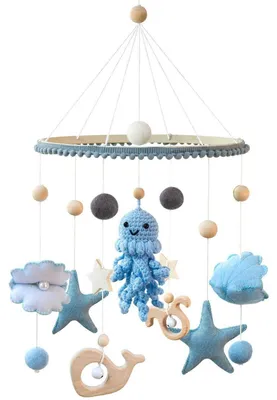 Produktbild von Baby Mobile Häkel-Oktopus Maritim Kinderzimmer Deko Geschenk