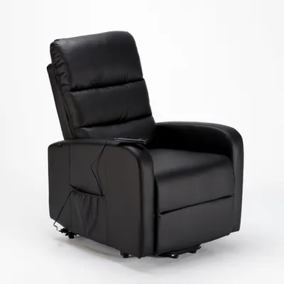 Immagine prodotto di Elizabeth Design, poltrona reclinabile in ecopelle con alzata - nero