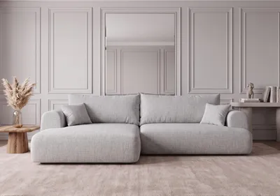 Obrázek produktu pro Rohová pohovka Viton, rozměry 260x145 cm, s možností rozložení na lůžko | Barva: světle šedá (greige) | Design: oblaková struktura | Verze: levá