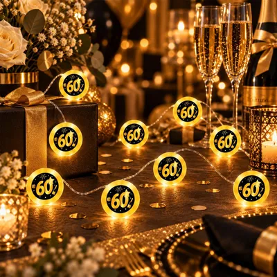 Lichterkette 2 m, 20 LEDs, warmweiß, 60. Geburtstag