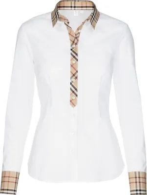 Produktbild von Seidensticker Damen Bluse Langarm Kent Regular Weiß Uni/Karo 38