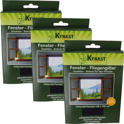 Produktbild von Fliegengitter Insektenschutz 3er Set Fenstergitter 130x150cm Polyester schwarz