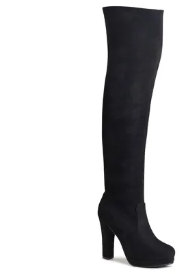 Produktbild von topschuhe24 2274 Damen Velours Overknee Stiefel , Farbe:Schwarz, Größe:36 EU