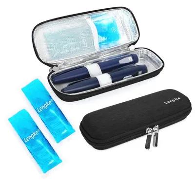 Immagine prodotto di Borsa termica per insulina con 2 ghiaccio-gel, colore nero, per accessori per diabetici