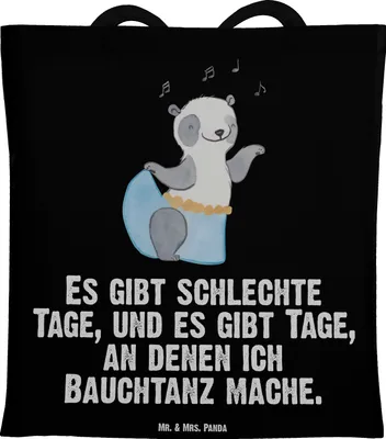 Produktbild von Mr. & Mrs. Panda Shopping Tasche Panda Bauchtanz - Schwarz - Geschenk, Jutebeutel, dokumententasche, Orientalischer Tanz, Schultasche, Tote Bag, Tanzen