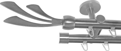 Produktbild von Innenlauf Gardinenstange Edelstahl Look, Durchmesser 20mm, Deckenträger D40, 2-läufig, Länge 540, Endkappe E84