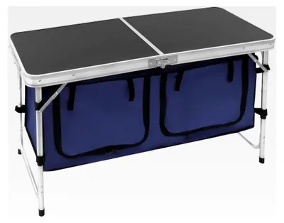 Produktbild von Klappbarer Alu-Campingtisch Tragbarer Gartentisch Balkontisch 120×47×70 cm Höhenverstellbar (54/63/70 cm) 35 kg Tragkraft Mit 2 Aufbewahrungstaschen Für Camping Picknick Und Angeln
