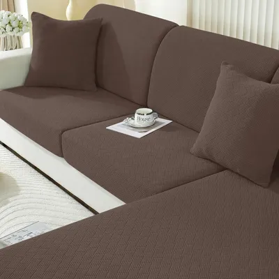 Produktbild von Sitzkissenbezug Stretch Elastisch Rutschfest Universal Waschbar Heller Kaffee 1 Sitzer*2+Chaiselongue