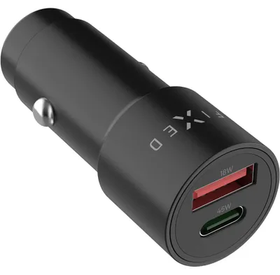 Image de Chargeur de voiture avec USB-C PD 3.0 et USB-A, 63 W, chargeur de voiture fixe, noir