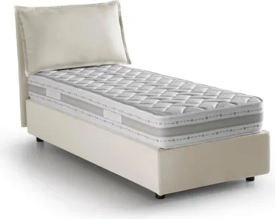 Produktbild von Einzelbett Dmarcon, Containerbett mit Stoffbespannung, 100%  Italy, Frontöffnung, inklusive Matratze 80x200 cm, Beige