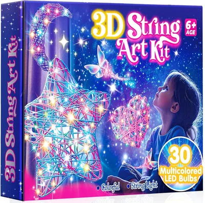 Obrázok produktu pre Tvorivé sady pre dievčatá vo veku 8, 9, 10, 11 a 12 rokov, 3D sada na tvorbu obrazov technikou "string art"
