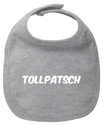 Produktbild von Huuraa Baby Lätzchen Tollpatsch Schriftzug Heather Grey Klettverschluss  Baumwolle Latz Geschenkidee