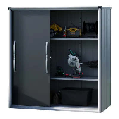 Produktbild von GFP Metalowa szafa ogrodowa 180x75x191 cm Przesuwan drzwi antracyt