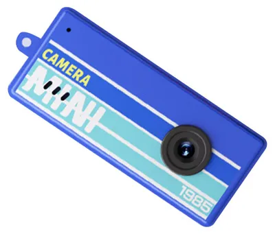 Obrázek produktu pro Malý digitální fotoaparát na klíče, 0,96palcový displej, video v rozlišení 1080p, 5 retro filtrů, širokoúhlý objektiv 130°, vhodný na cesty a večírky, modrý