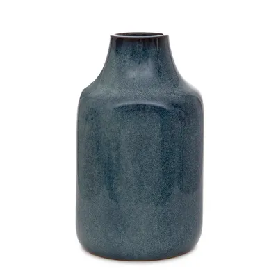 Zdjęcie produktu dla Wazon dekoracyjny wazon stołowy wazon na kwiaty RUFUS wazon ceramiczny ciemnoniebieski 14x14x22 cm HOMLA