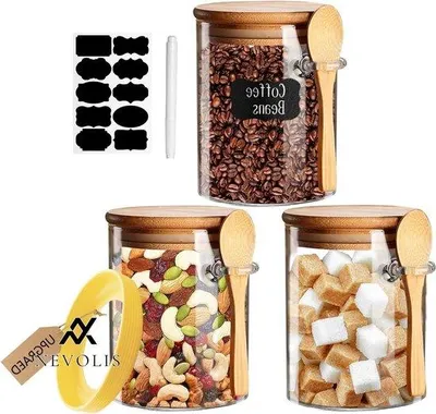 Immagine prodotto di Contenitori in vetro ermetici da 530 ml per la colazione, caffè, tè, zucchero, spezie, sali da bagno