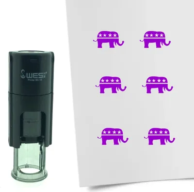 Immagine prodotto di Timbro CombiCraft Elefante dei Repubblicani rotondo da 10 mm - inchiostro viola