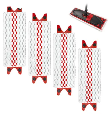 Four mop pads and one mop head are displayed against a white background.