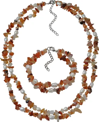 Produktbild von Steuer Modeschmuck Schmuckset Set aus Collier und Armband 2 -reihig Achatsplitter