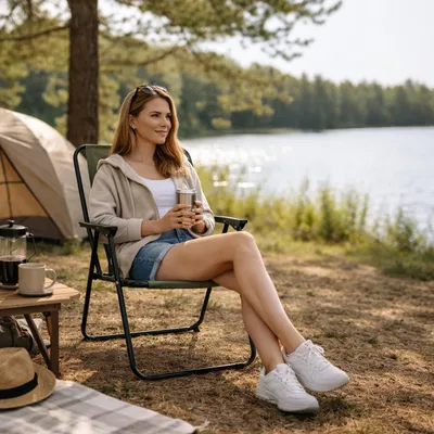Campingstuhl Klappstuhl Anglerstuhl Stoff Oxfort Metall Olivegrün