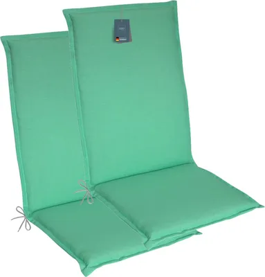 Produktbild von LILENO HOME Gartenstuhl Auflagen als [2er Set - Hochlehner] in Türkis - bequeme Liegen als Sitzauflagen für Gartenmöbel - Stuhlkissen für Gartenstühle und Klappstühle MALT