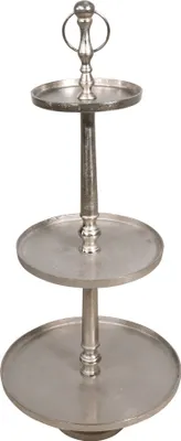 Produktbild von Lesli Living 3-stöckige dekorative Halterung Etagere Gebürstetes Silber
