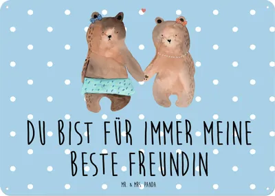 Produktbild von Mr. & Mrs. Panda tafel Bär Freundin DIN A5 - Blau Pastell - Geschenk, Beste Freund Liebe Liebesbeweis Verliebt Kumpel Kumpeliene, wandtafel, Schild, Teddy, Magnetschild