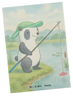Produktbild von Mr. & Mrs. Panda Grußkarte Panda Angeln Design - Weiß - Geschenk, Fotokarte, Ansichtskarten, Postkarte, Ansichtskarte, gehen, Angler, Angelsport, Angelverein, Postkarten