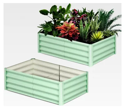 Produktbild von Hochbeet aus Metall, 244 x 122 x 30 cm, rostfrei und verzinkt, stabil, Pflanzbeet für Blumen, Pflanzen, Kräuter, Obst und Gemüse, rechteckiges Gemüsebeet für Garten und Terrasse