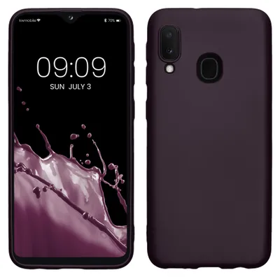 Produktbild von kwmobile Handyhülle für Samsung Galaxy A20e Hülle - Silikon Case metallisch schimmernd - Schutzhülle Cover - Metallic Brombeere