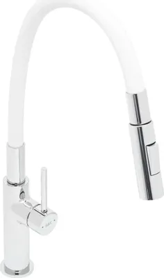 Produktbild von SAT Flexible Küchenarmatur Waschtischarmatur mit hohem Auslauf und Umschalter, weiß matt / chrom