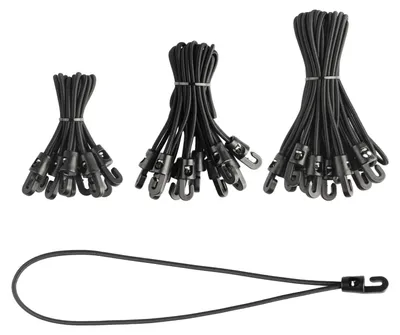Image de Tissus élastiques avec crochets, 30 pièces, couleur noire, pour le camping